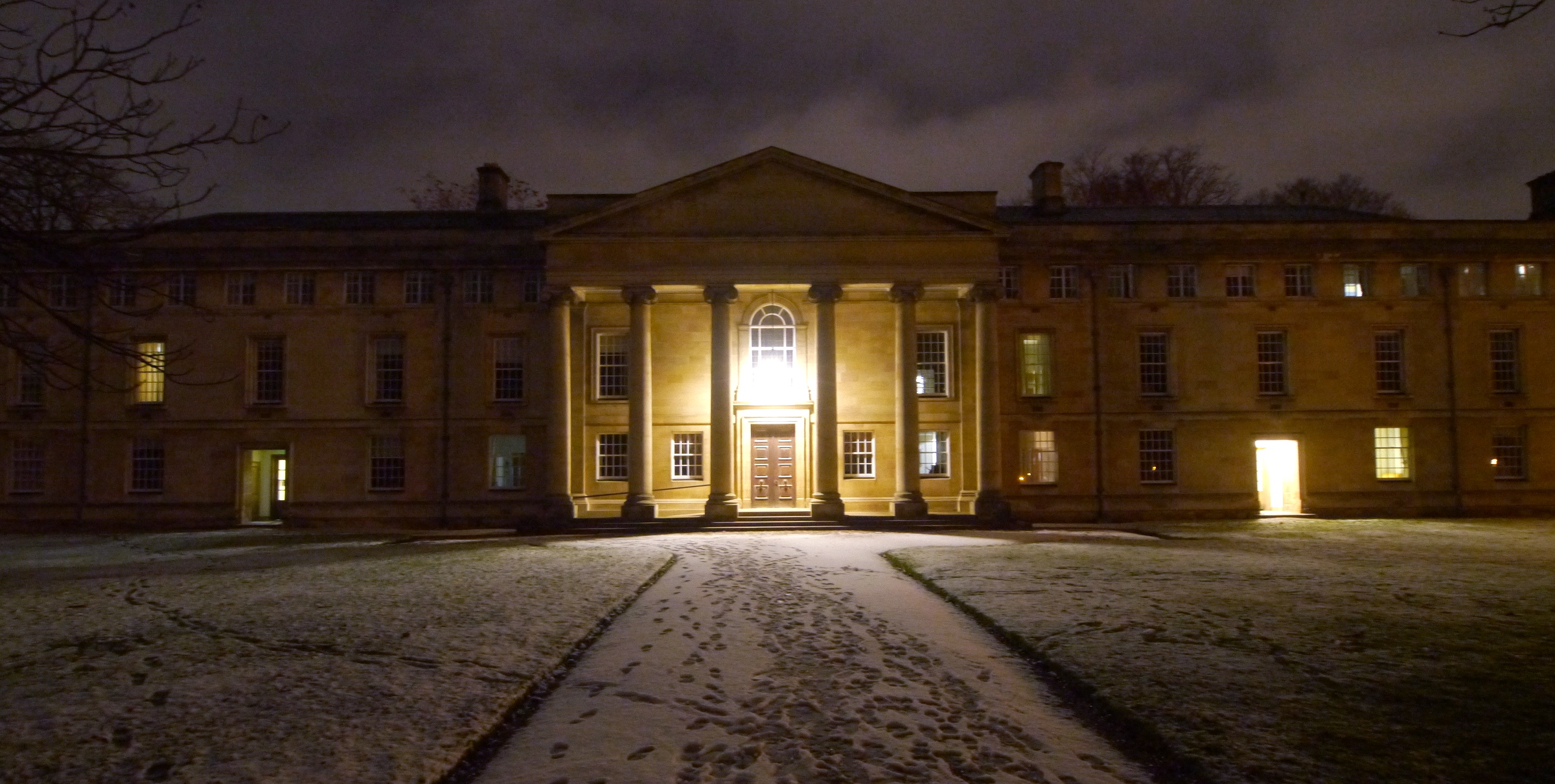 Downing College in Cambridge after a snow 'storm'